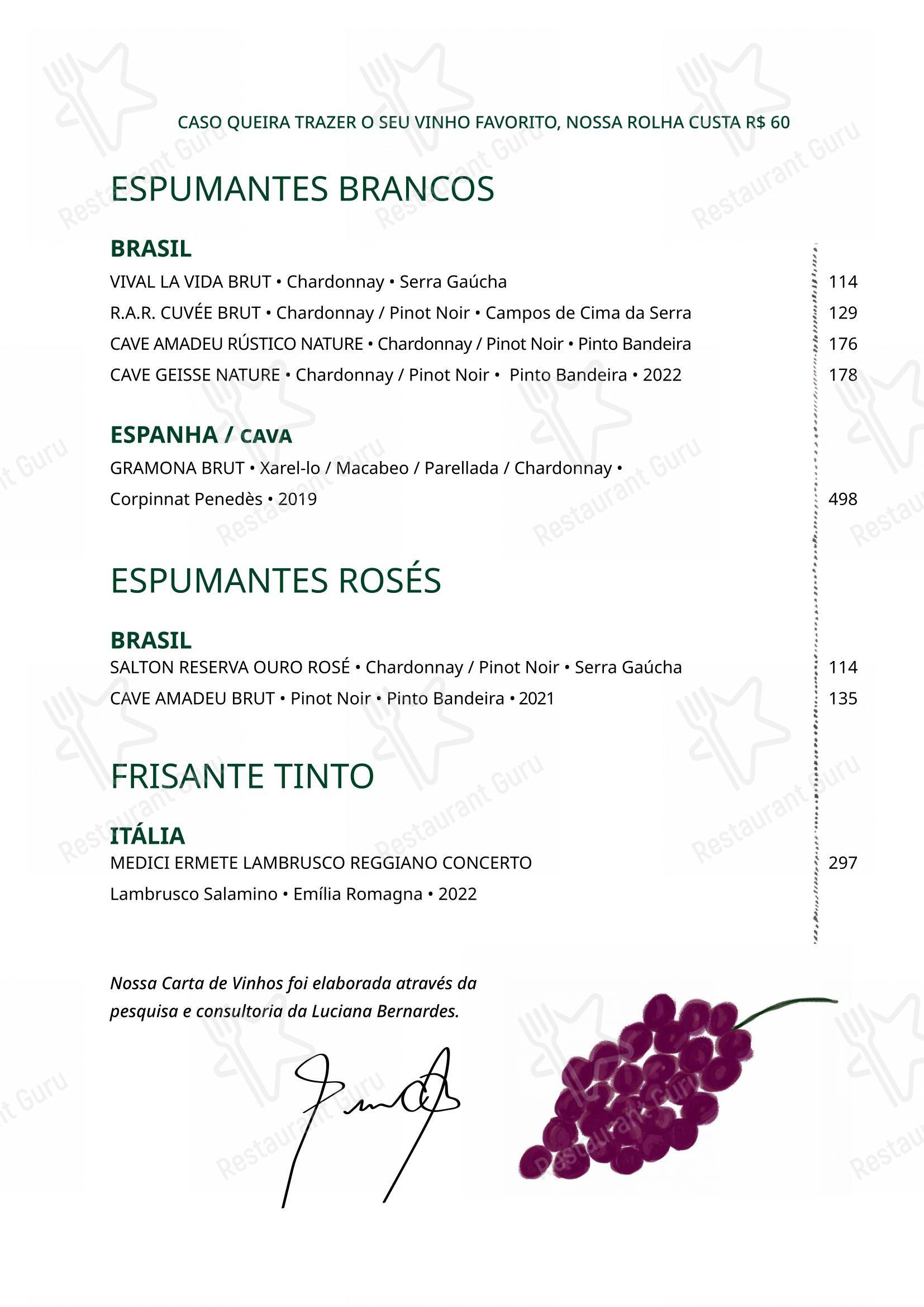 Wine Menu para Ráscal Higienópolis em São Paulo