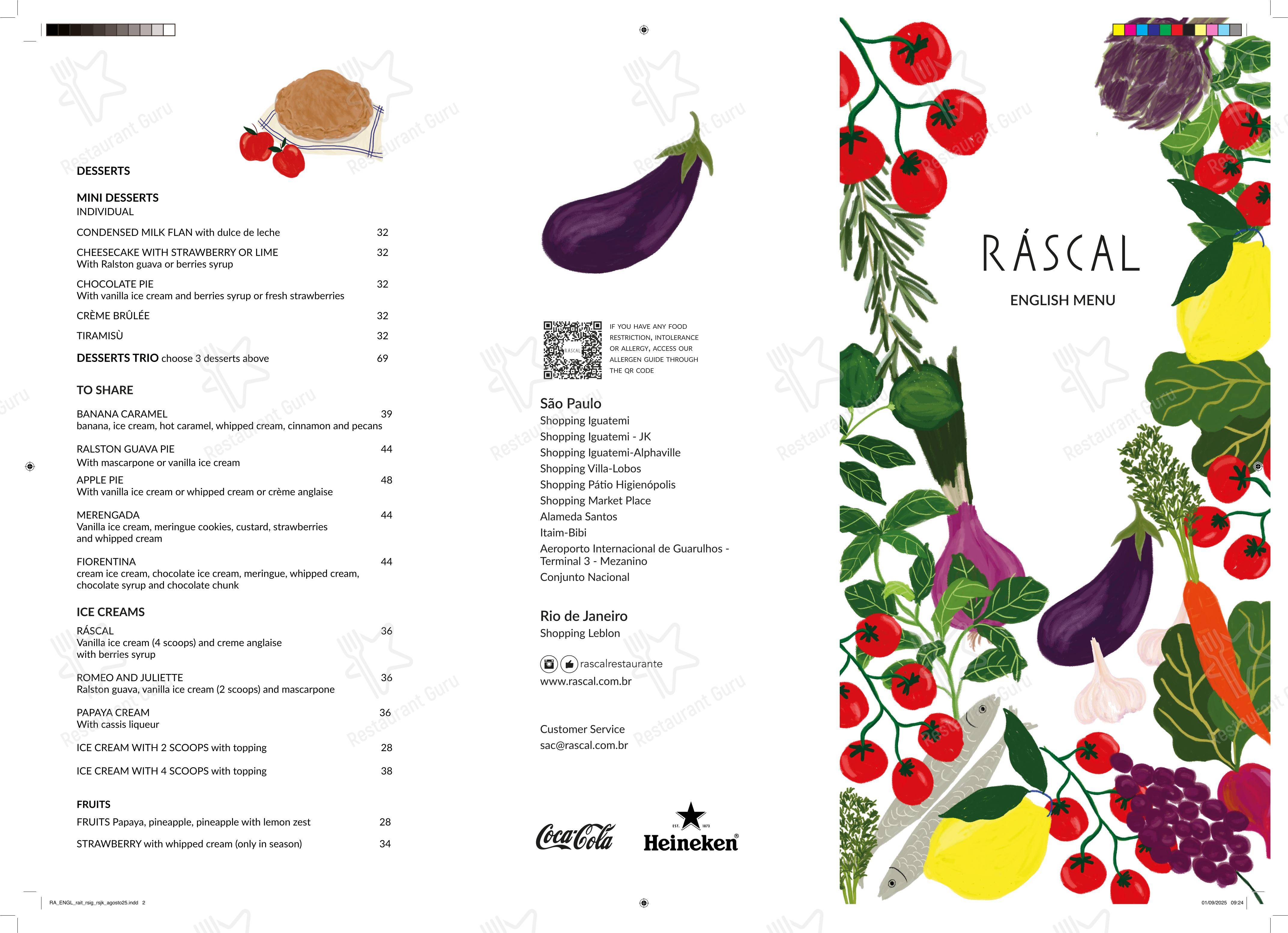 Ráscal Higienópolis menu - refeições e bebidas