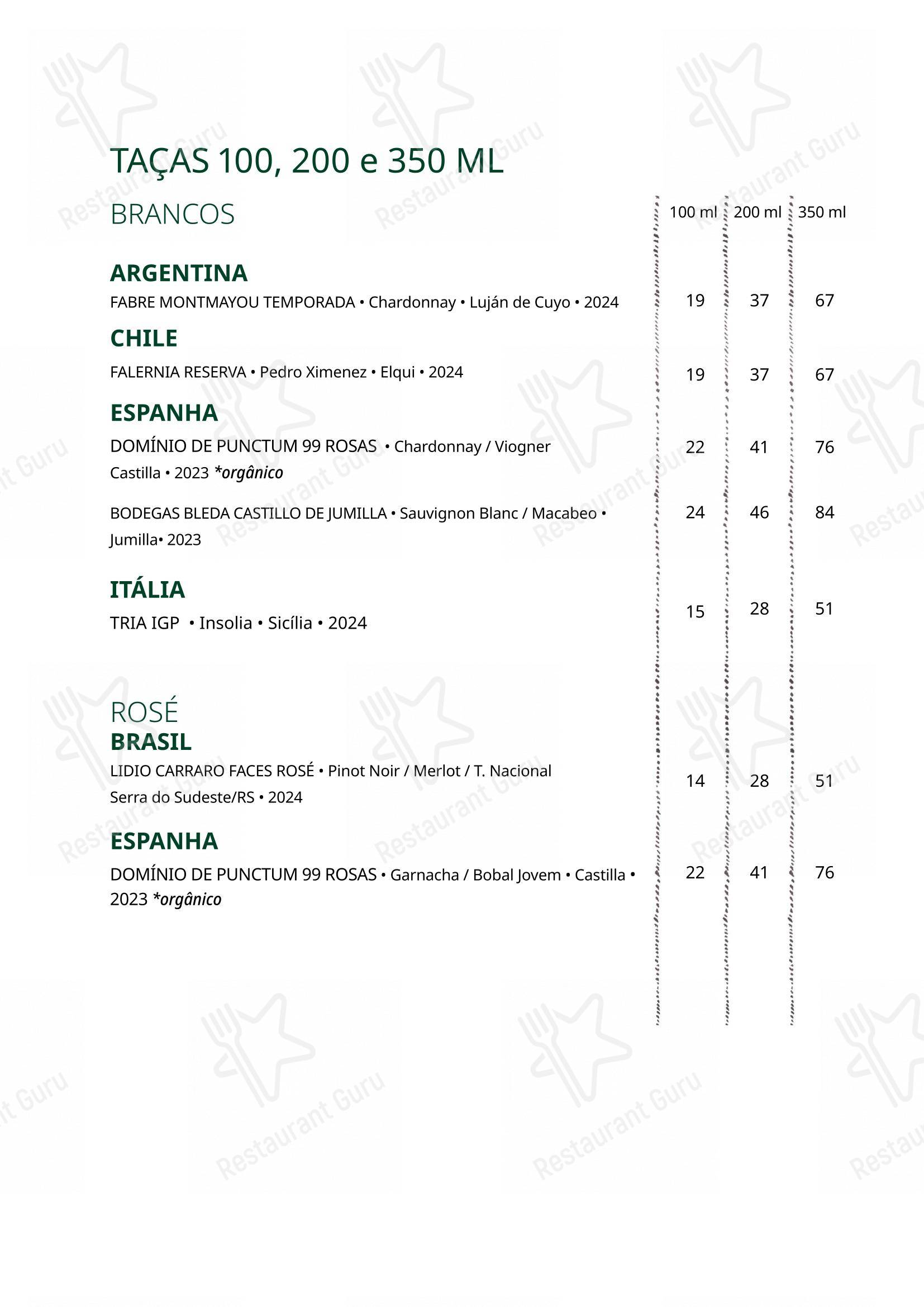 Ráscal Higienópolis em São Paulo - Wine Menu