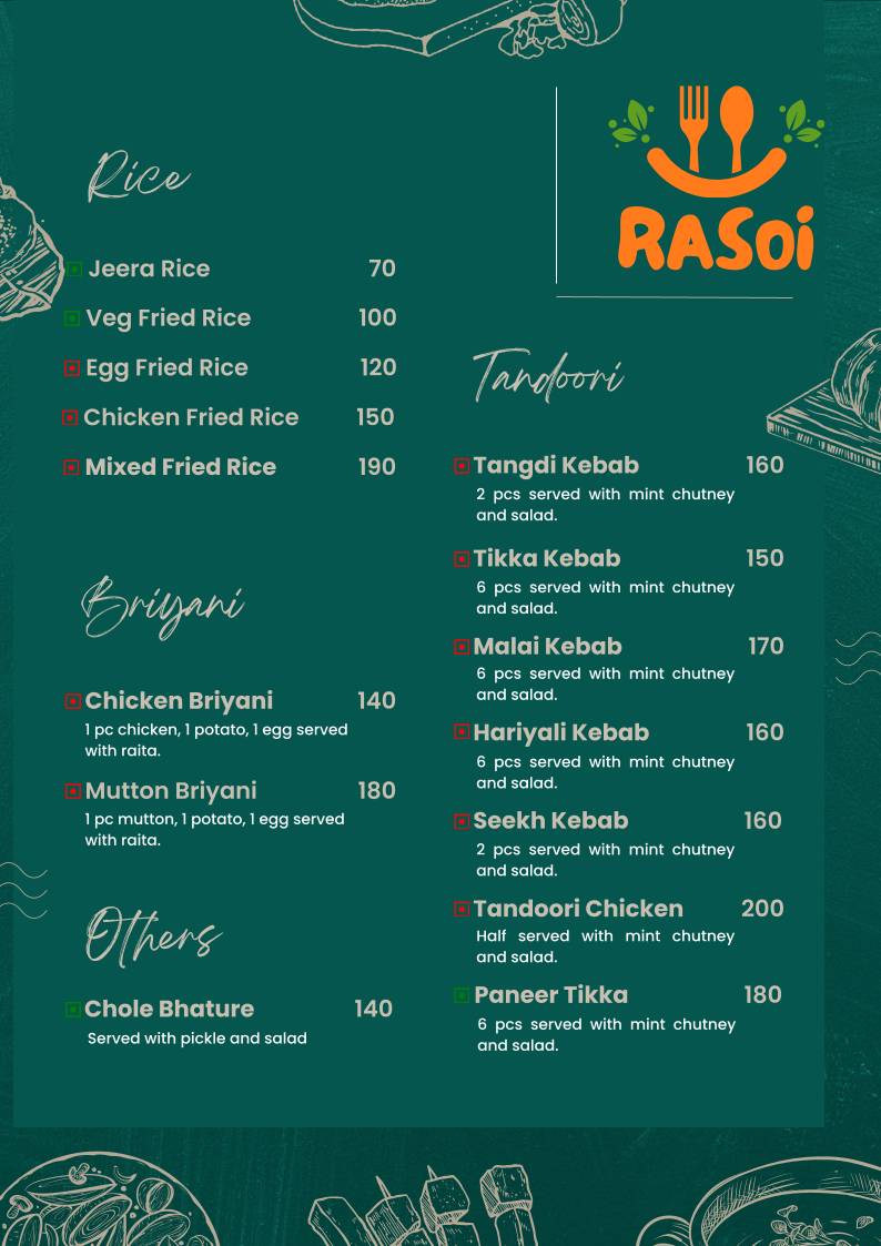 Rasoi Restro menu