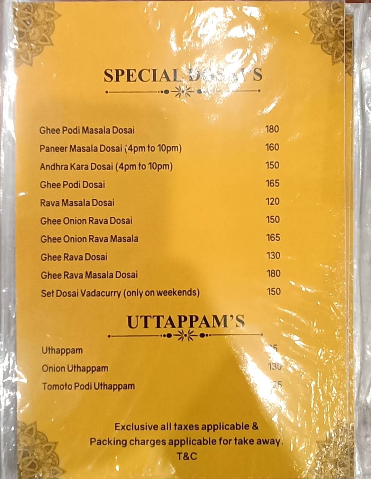 Ratna Cafe menu