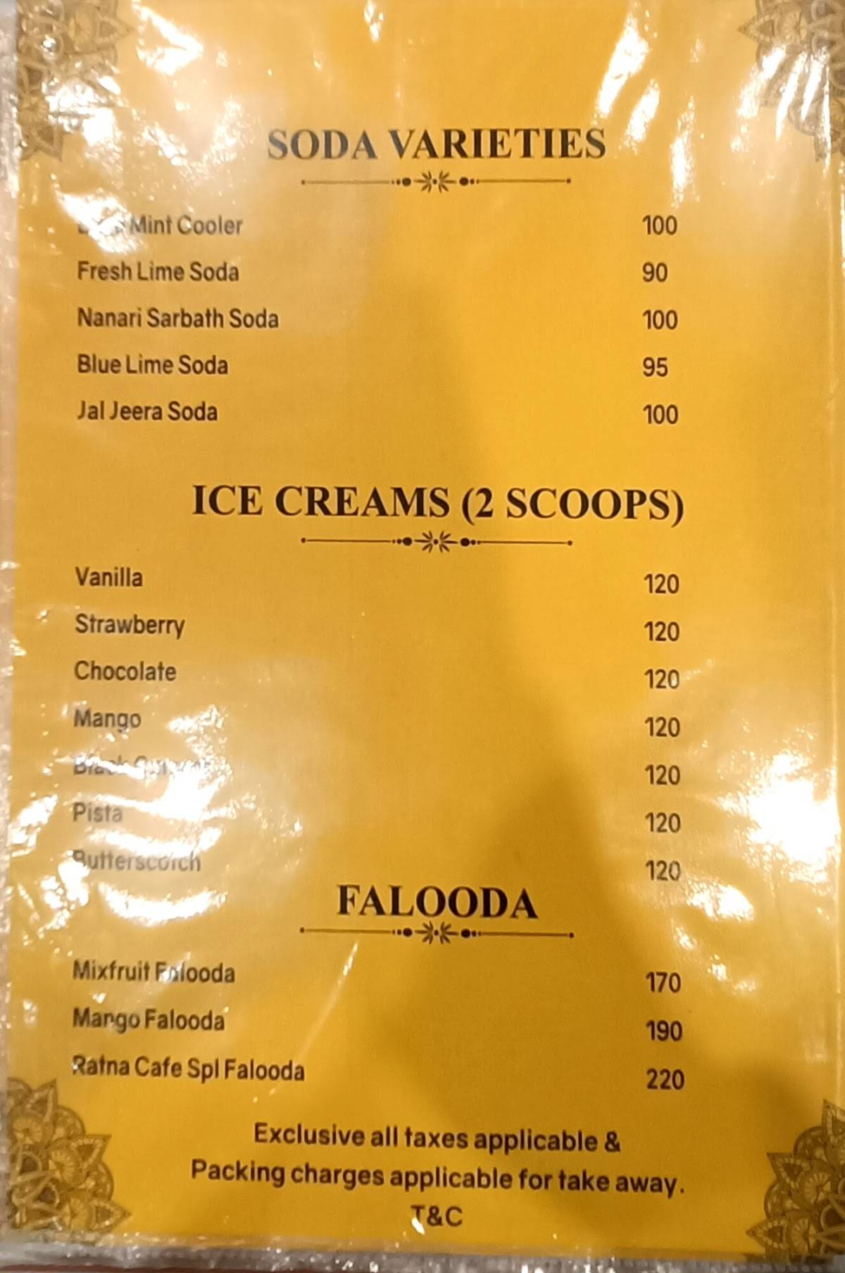 Ratna Cafe menu