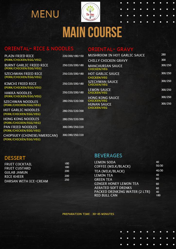Alnus Bistro menu