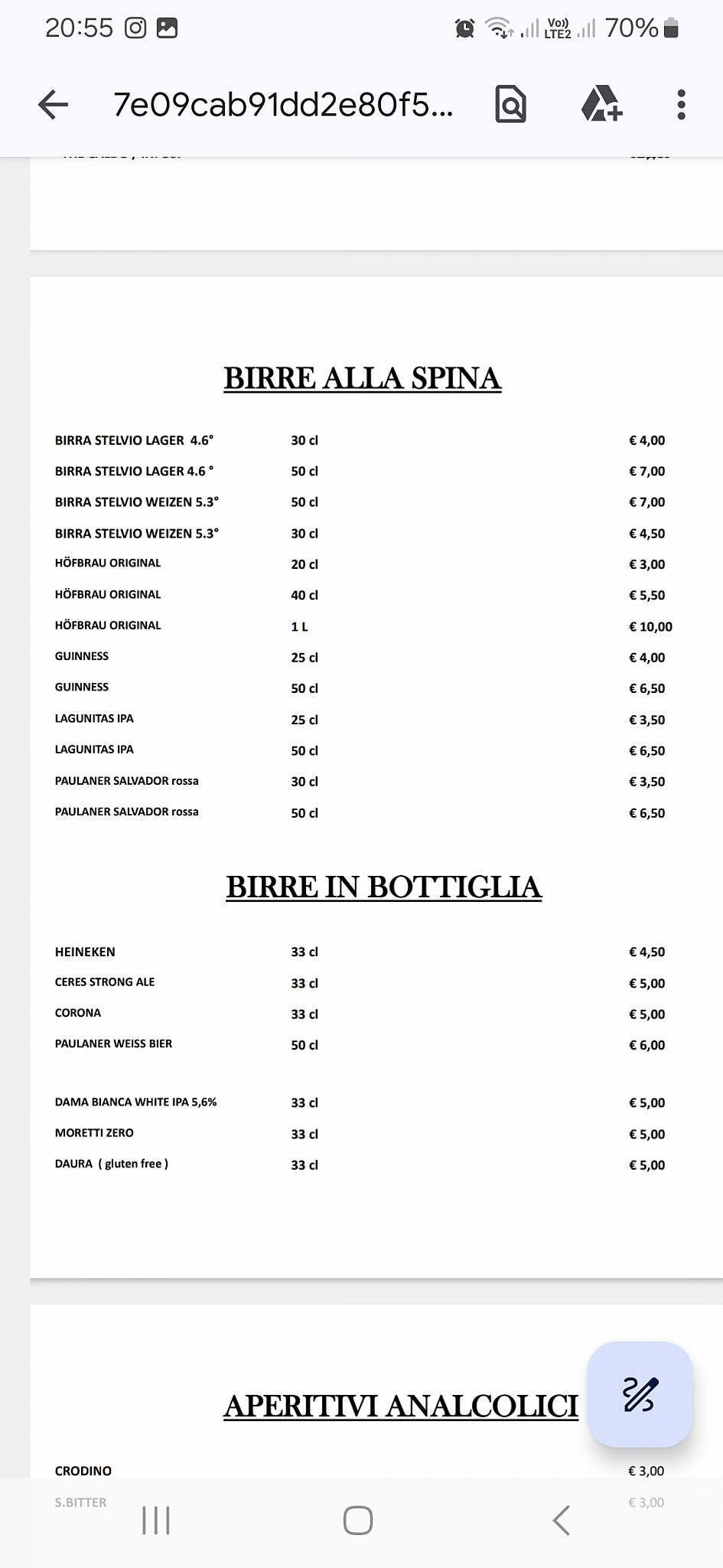 Menu di Ristorante Rebel8 