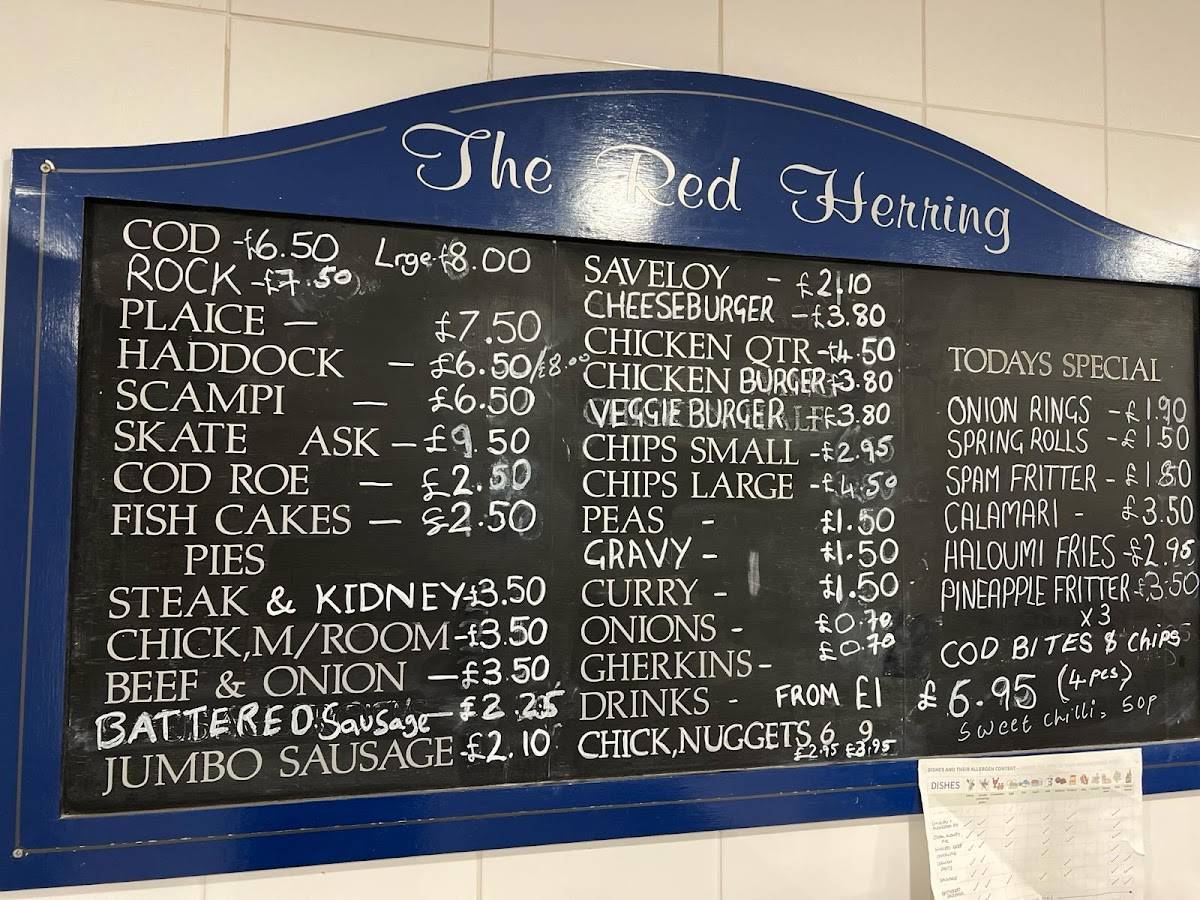 Menu at Red Herring Fish & Chips restaurant, Sunbury-on-Thames, 37A ...