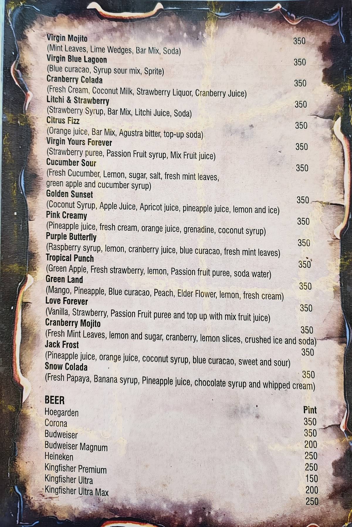 Red frog menu