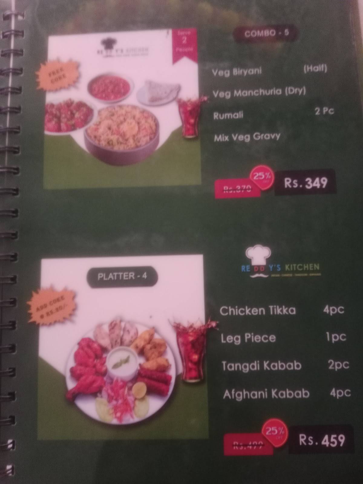 Reddy's Kitchen menu