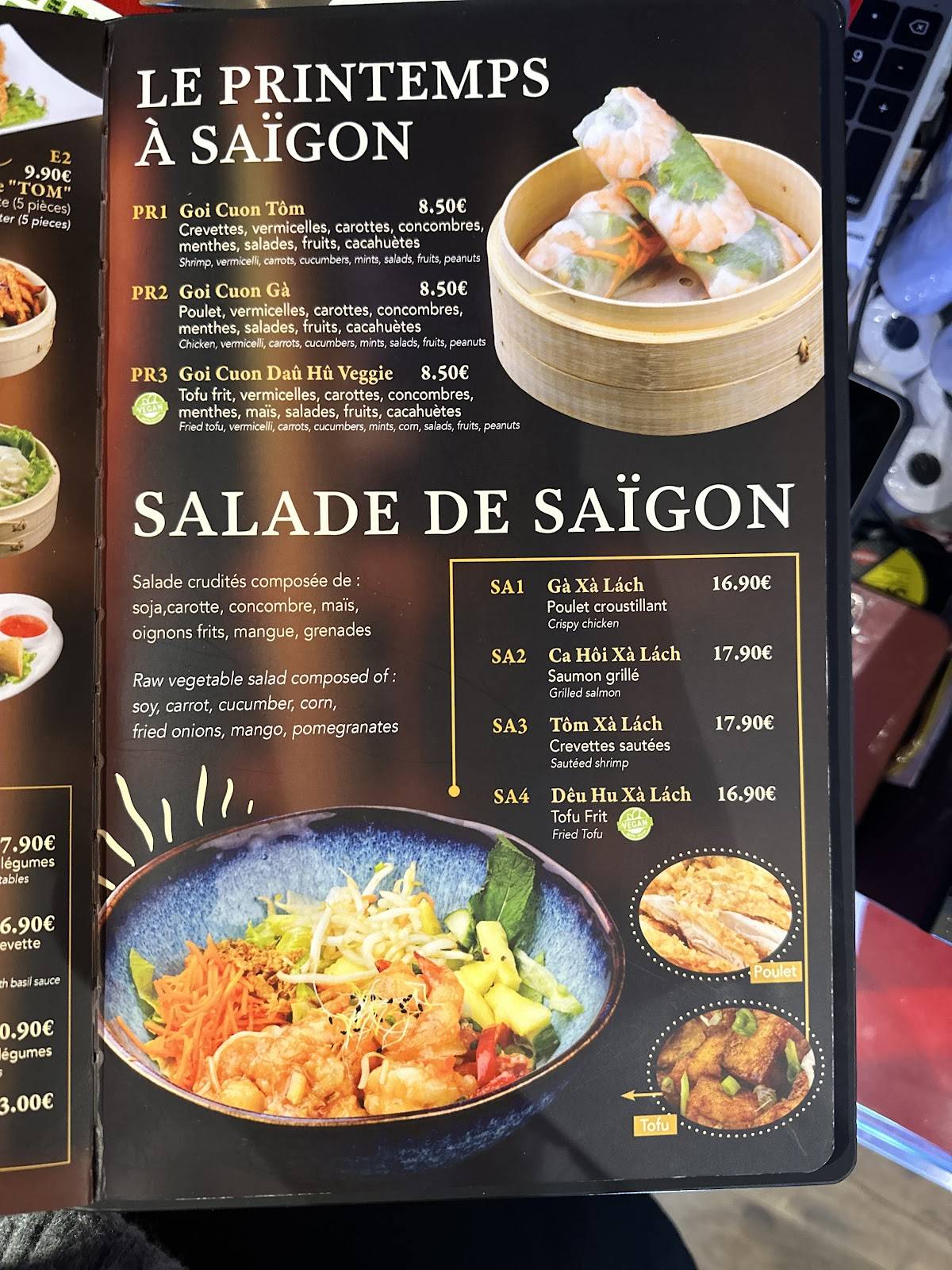 Menu de Saïgon Cà phê