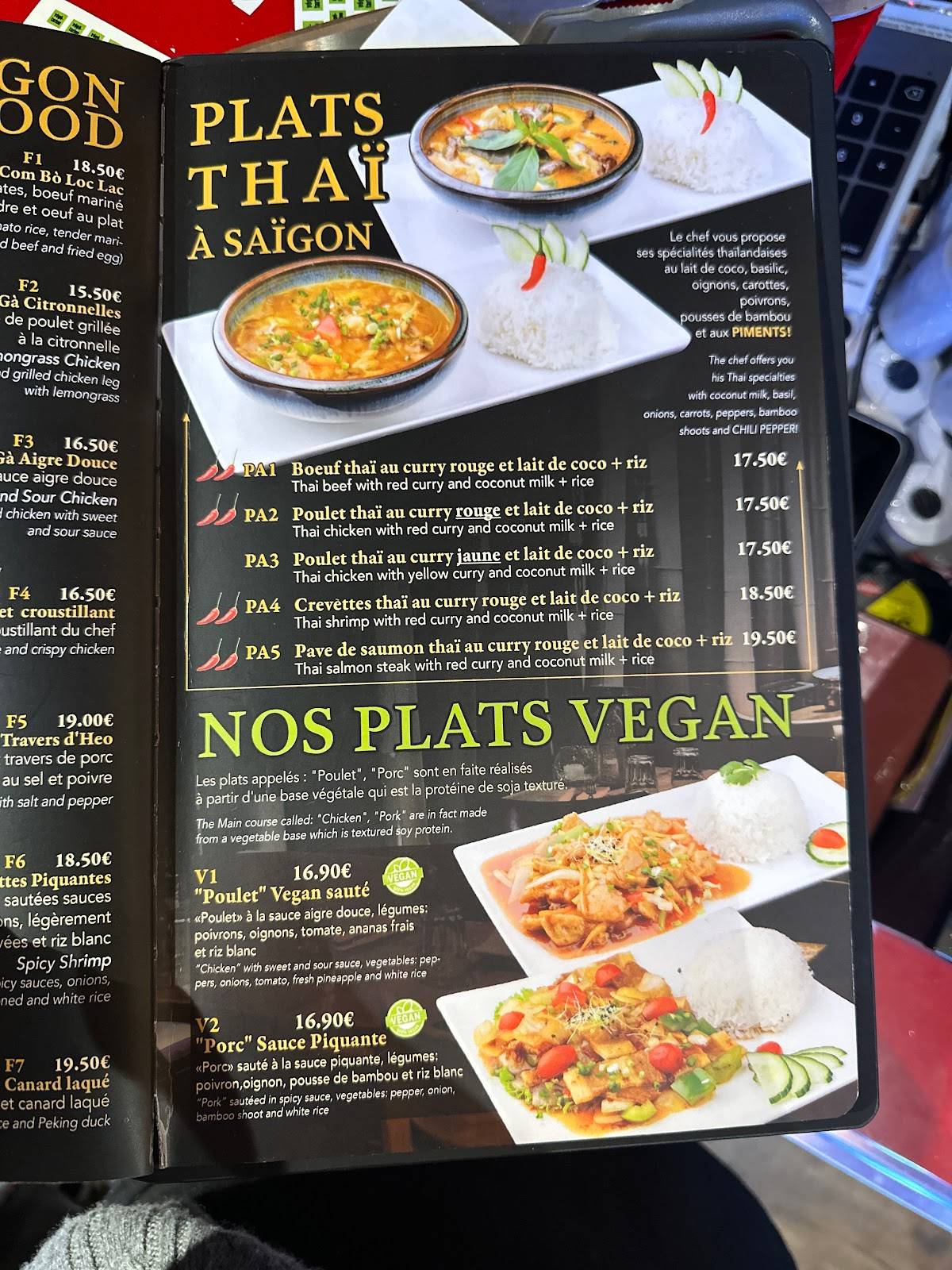 Menu de Saïgon Cà phê