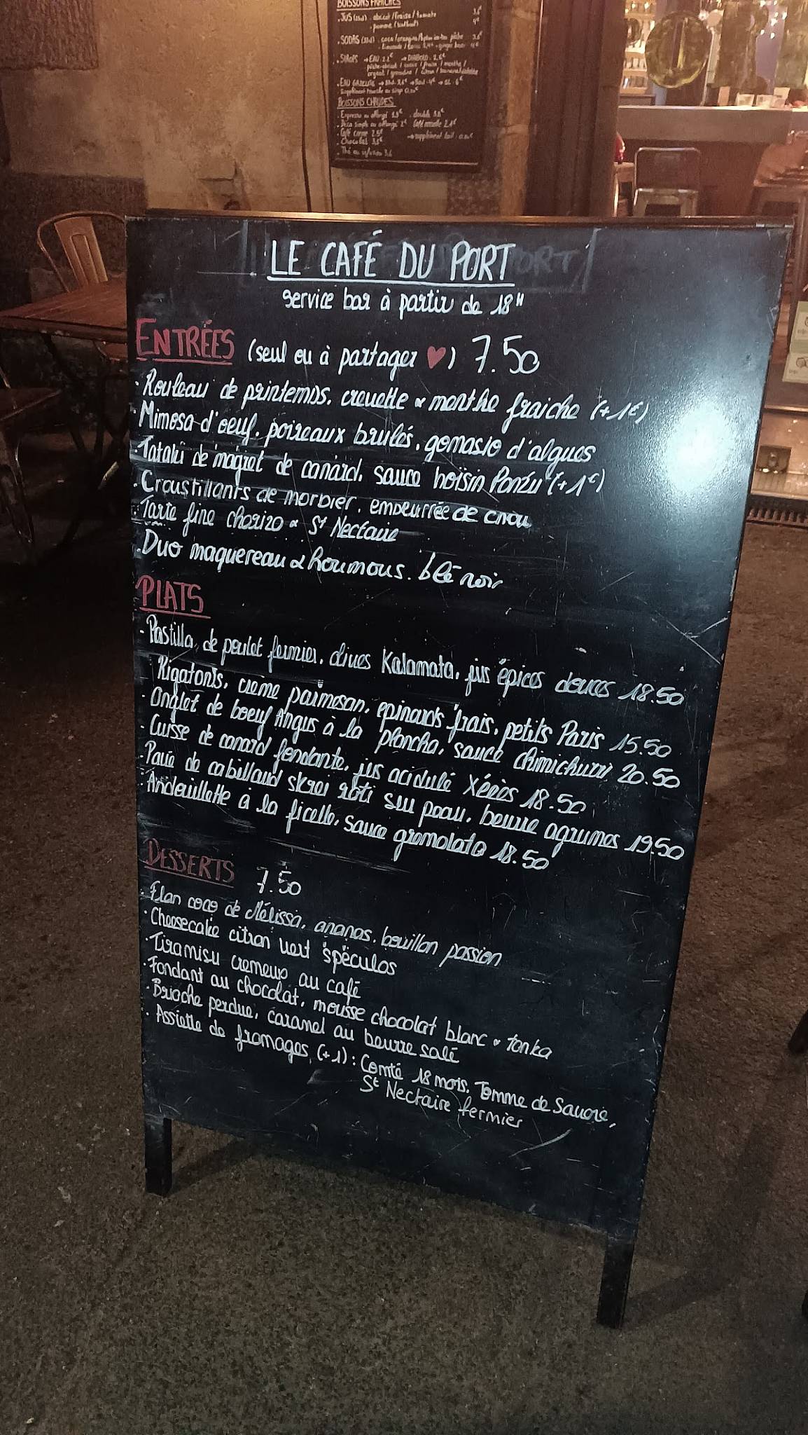 Menu de Café du Port