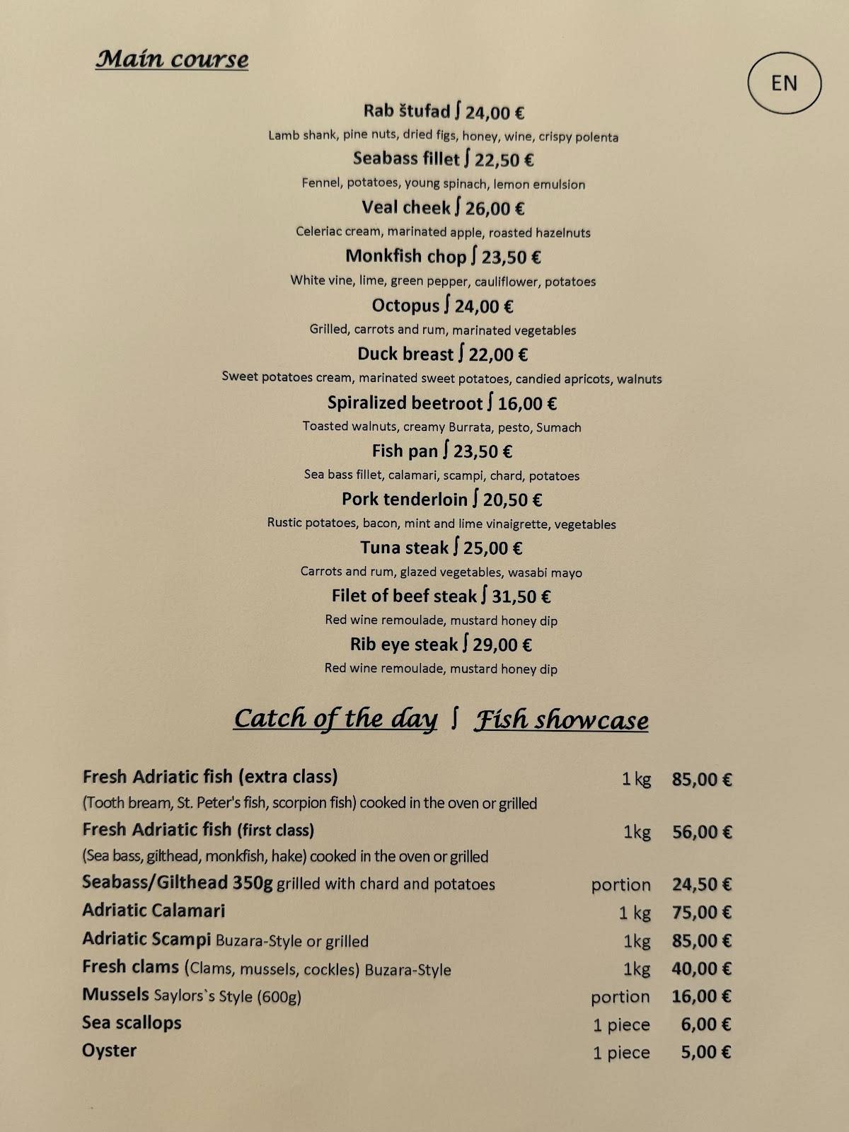 Menu di Residence & Restaurant Astoria 