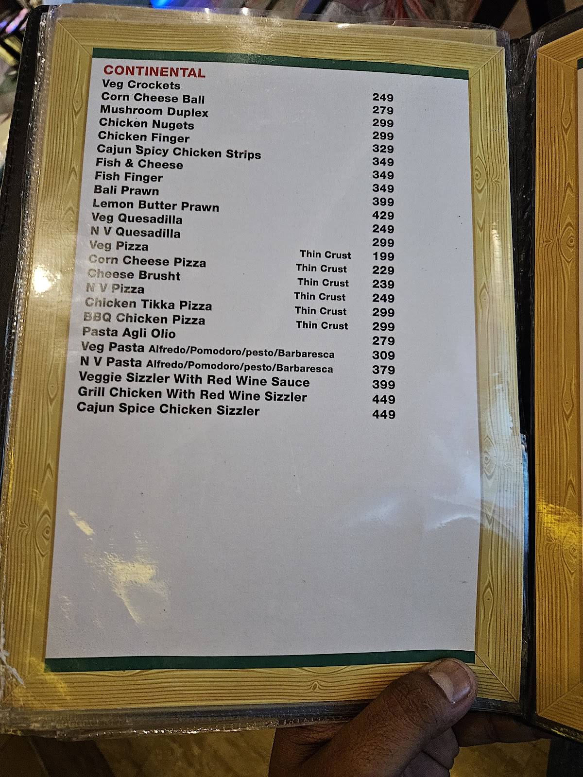 99 North Restaurant menu