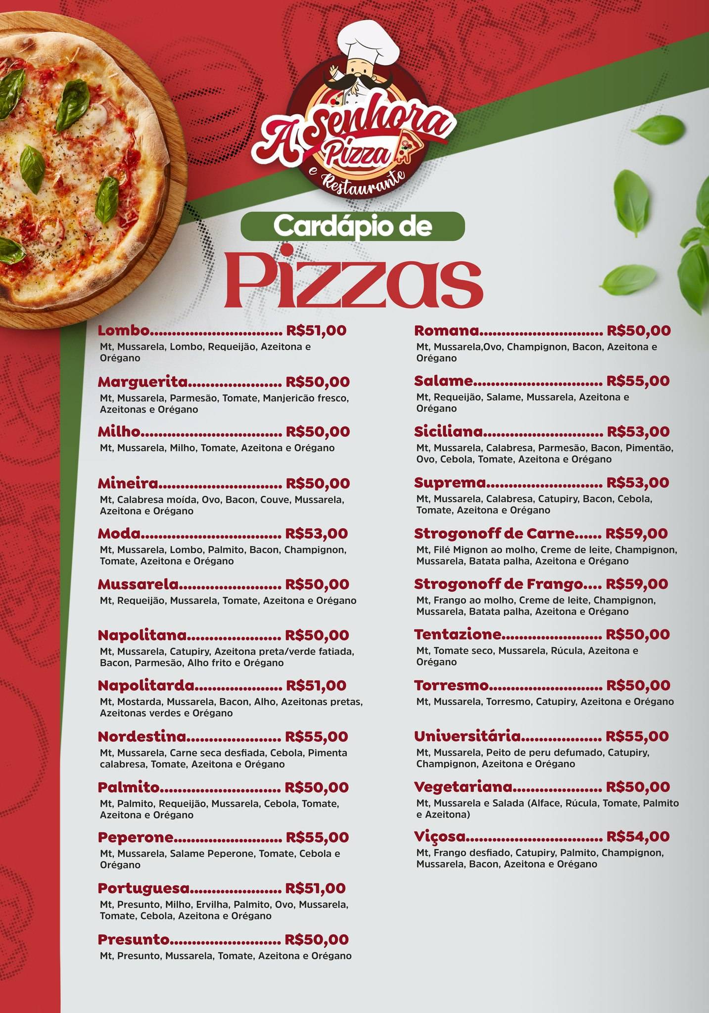 A Senhora Pizza Monte Alto cardápio