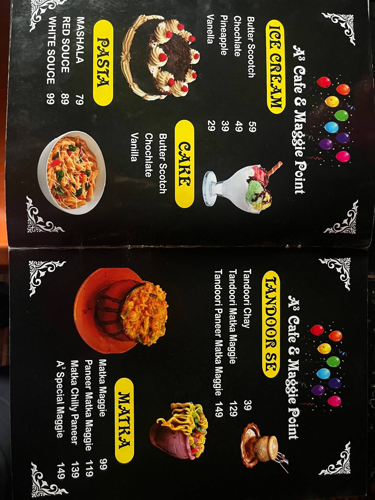 A3 Cafe & Maggie Point menu