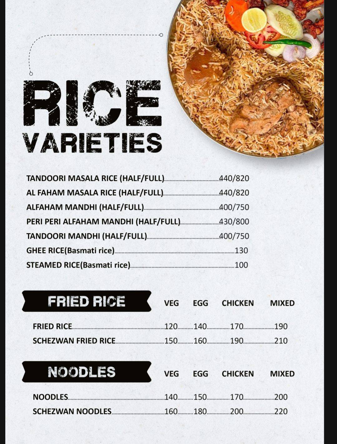 AL HAYAT RESTAURANT AND CATERERS menu