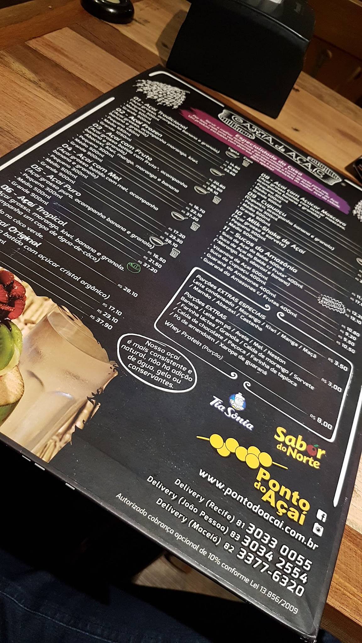 Ponto do Açaí cardápio