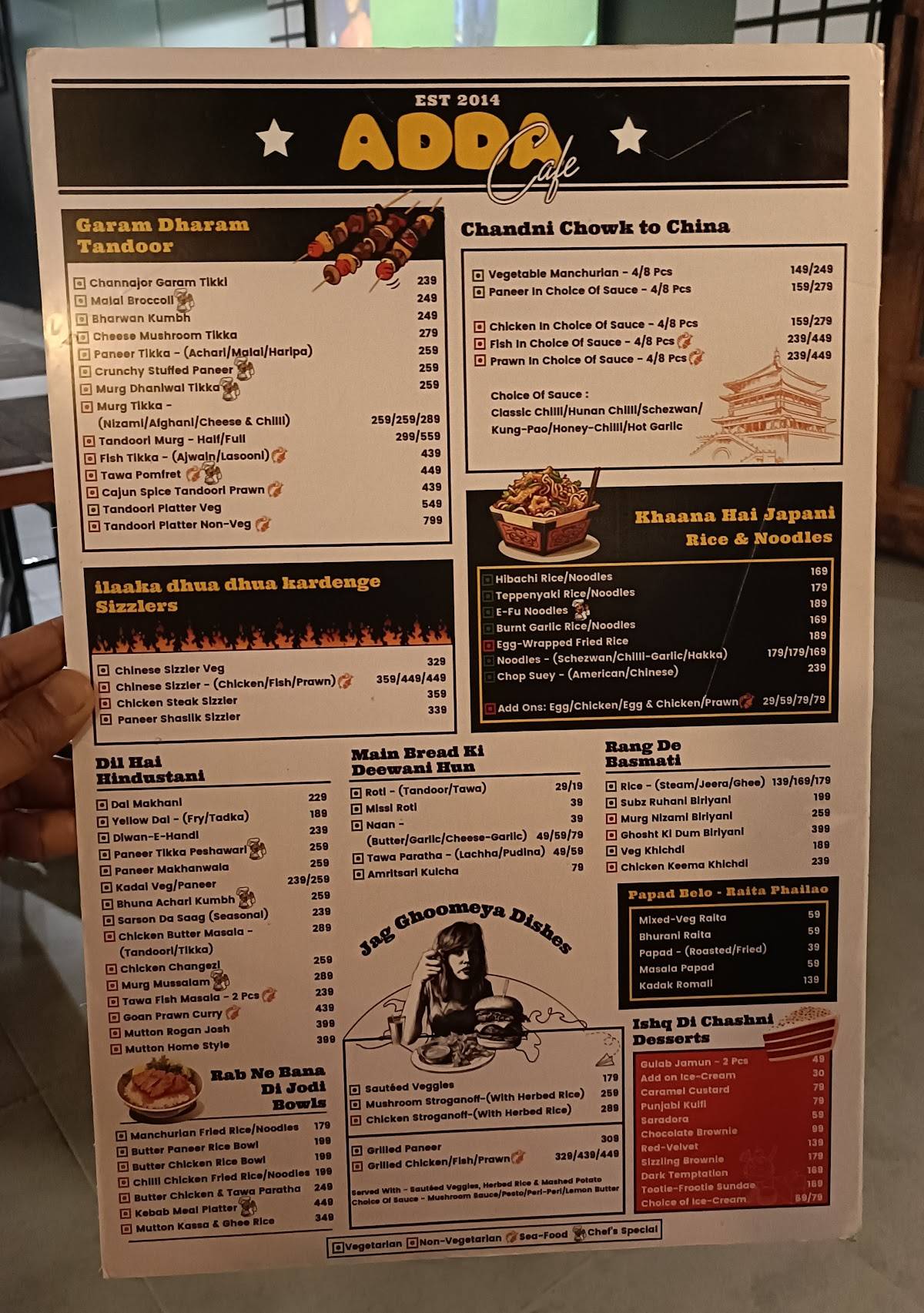 Adda Cafe menu