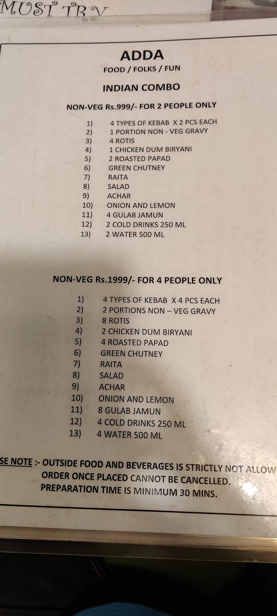 Adda menu