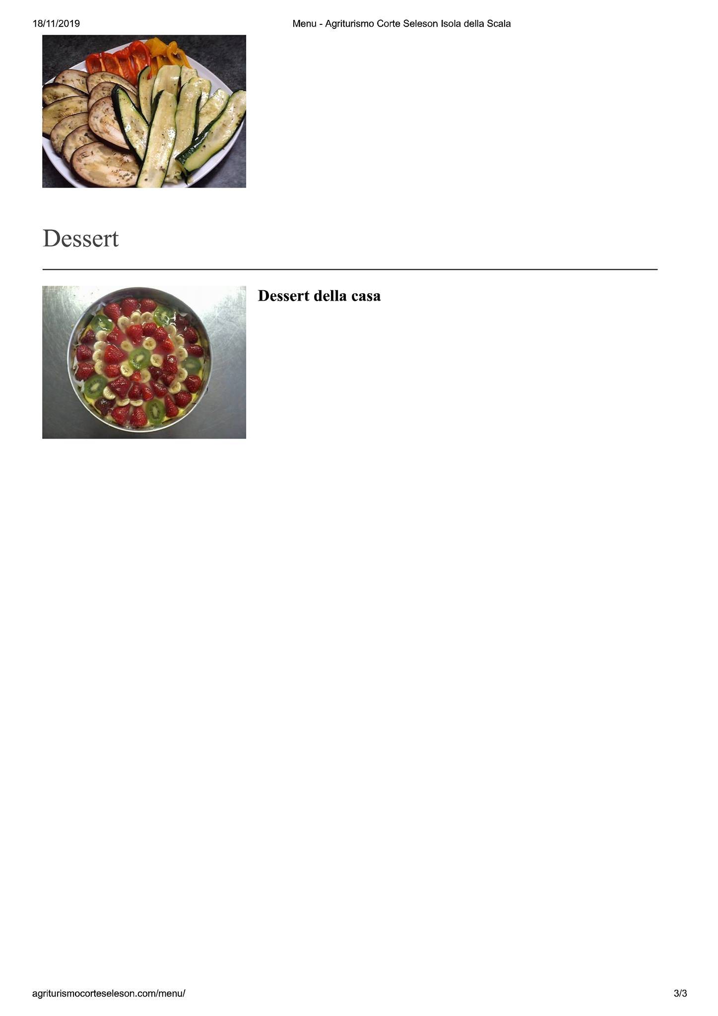 Menu di Agriturismo Corte Seleson 