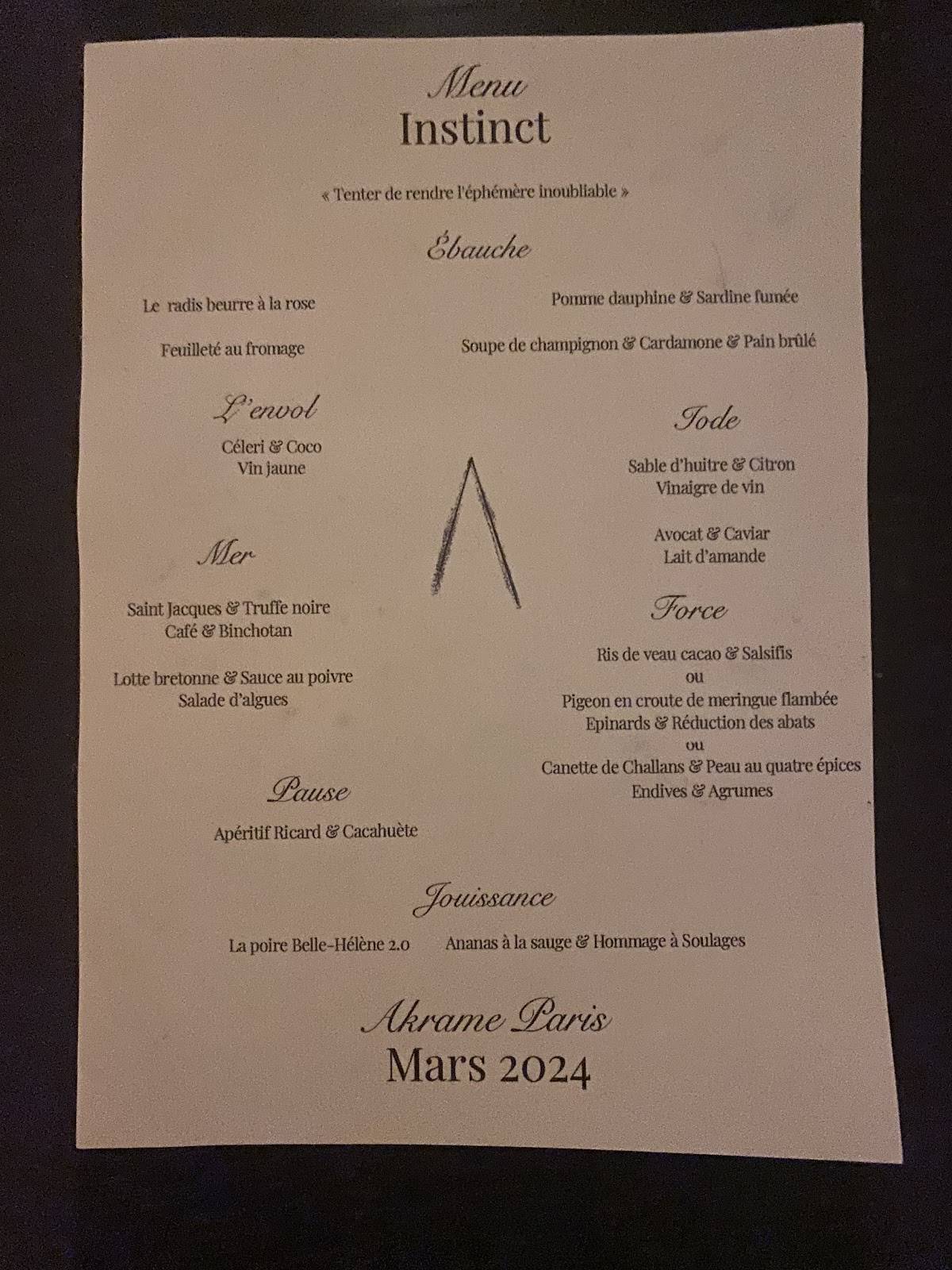 Menu de Restaurant Akrame