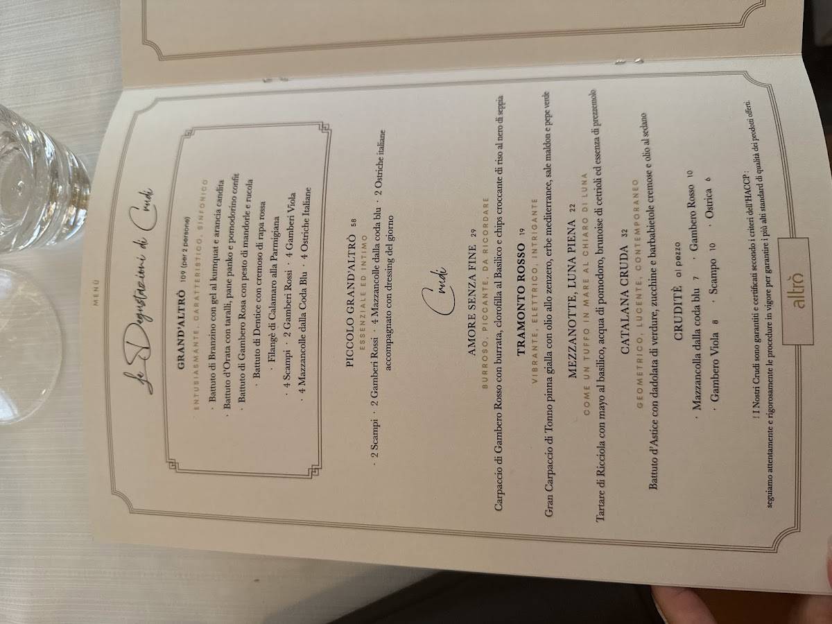 Menu di Ristorante altrò 