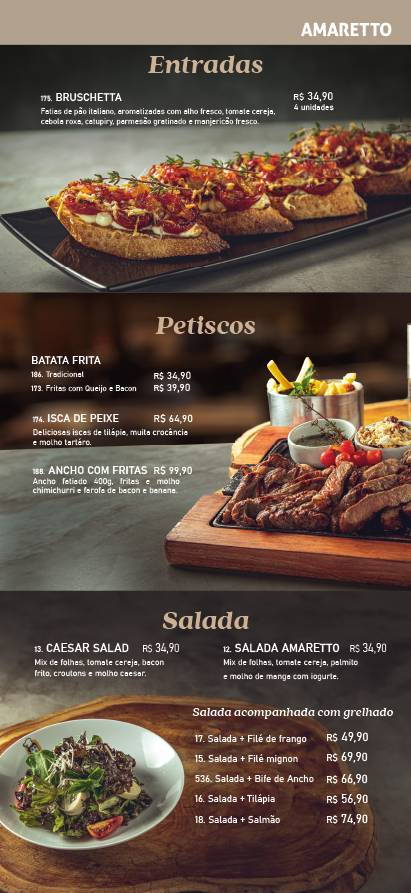 Amaretto Gourmet cardápio
