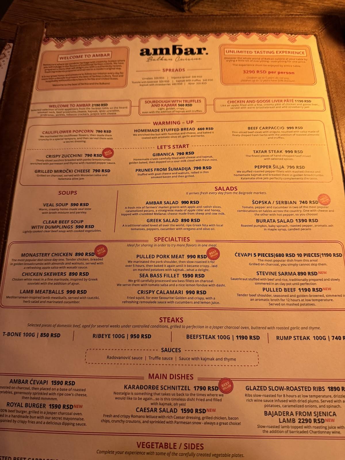 Menu de Ambar