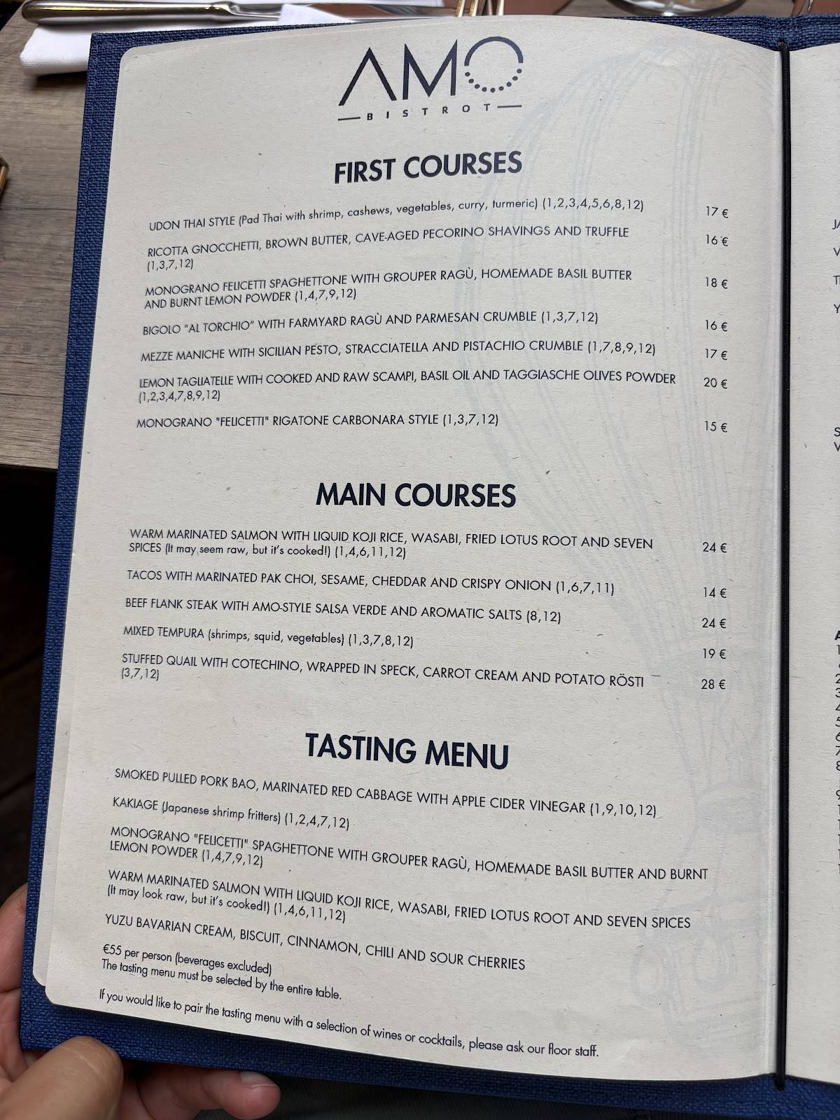 Menu di Amo Bistrot 