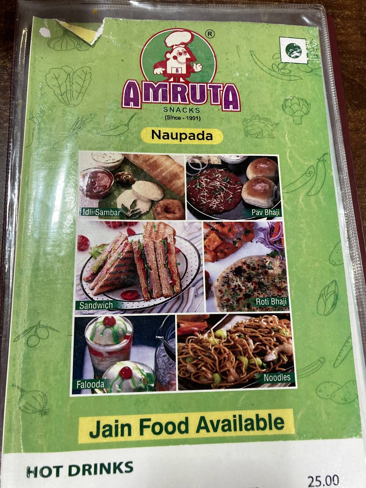 Amruta snacks menu