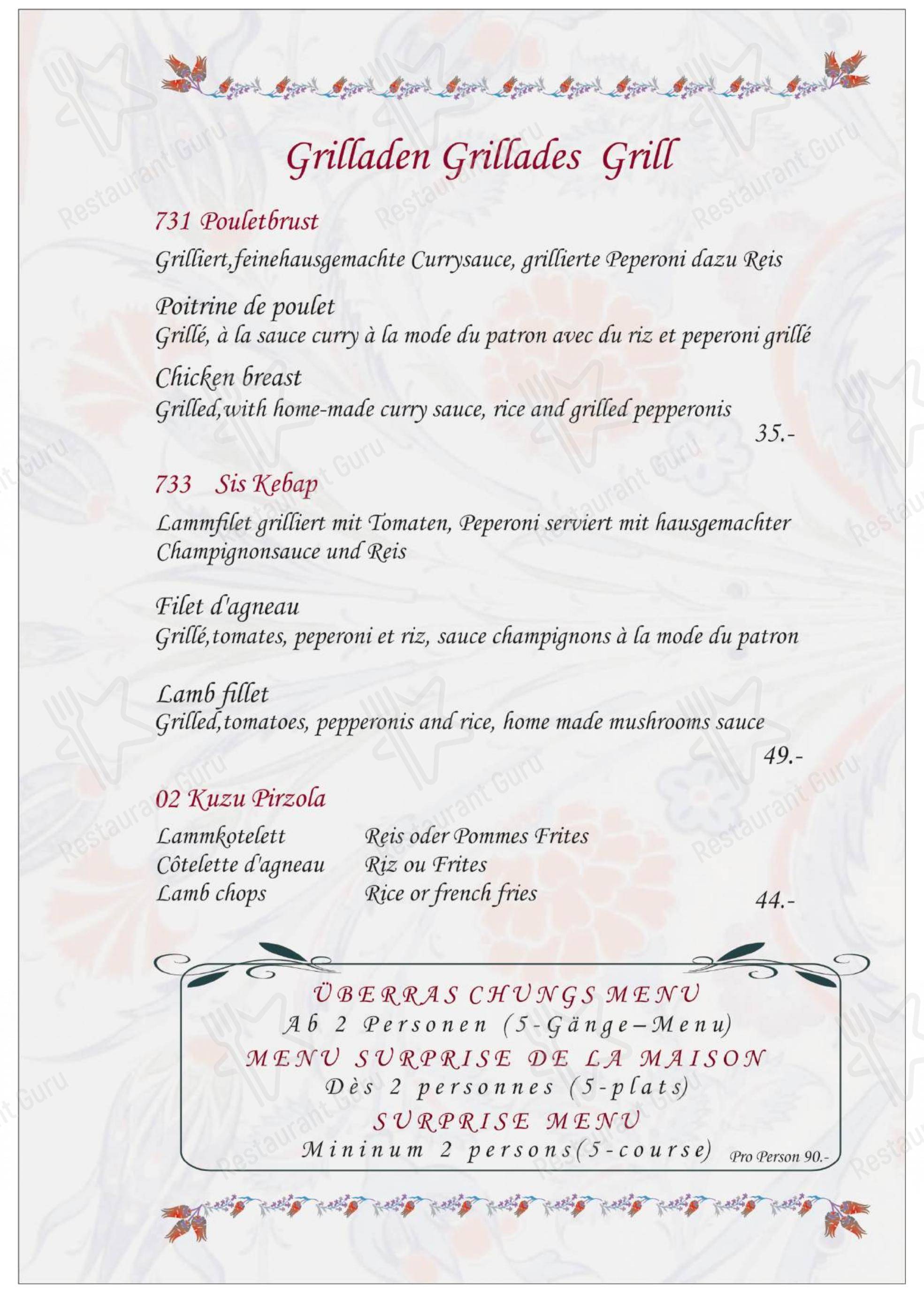 Restaurant Anatolia GmbH in Murten - Menu