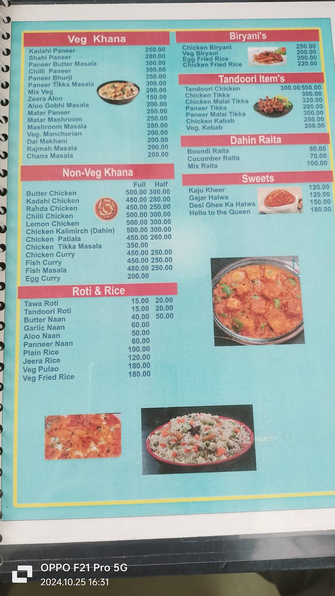 Ansh Snow view cafe menu