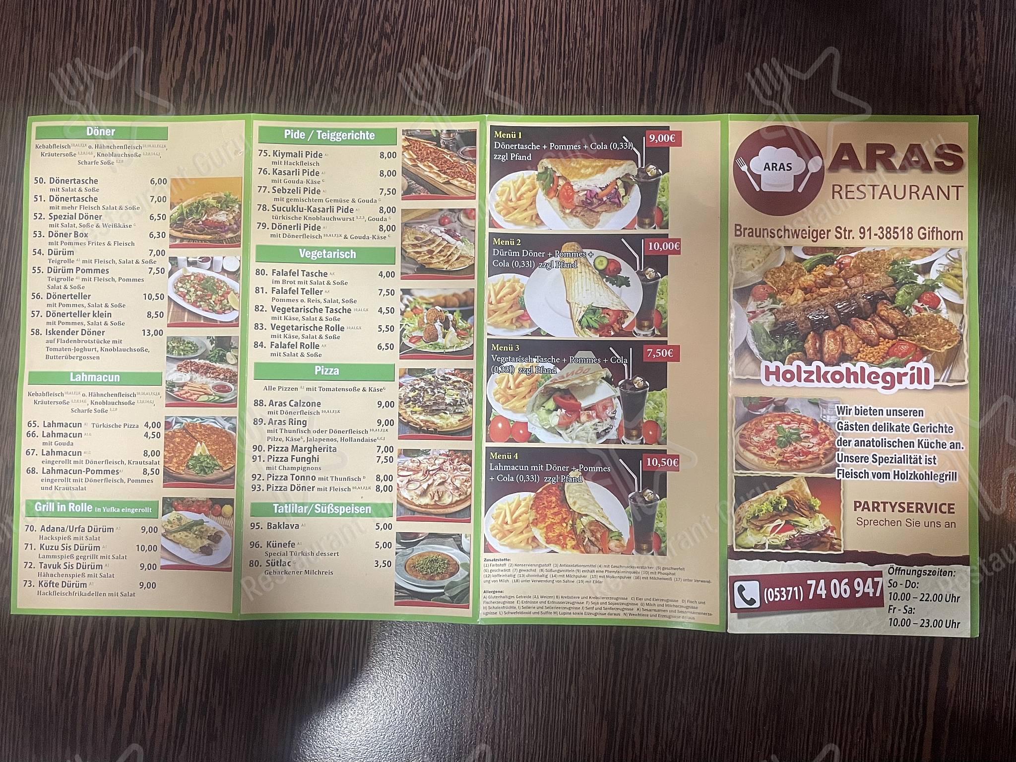 Speisekarte von Aras Restaurant, Gifhorn