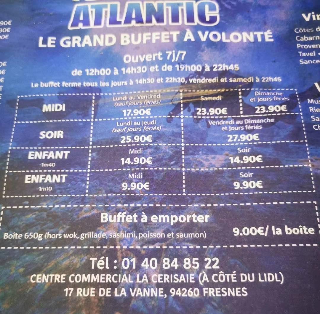 Menu de Atlantic
