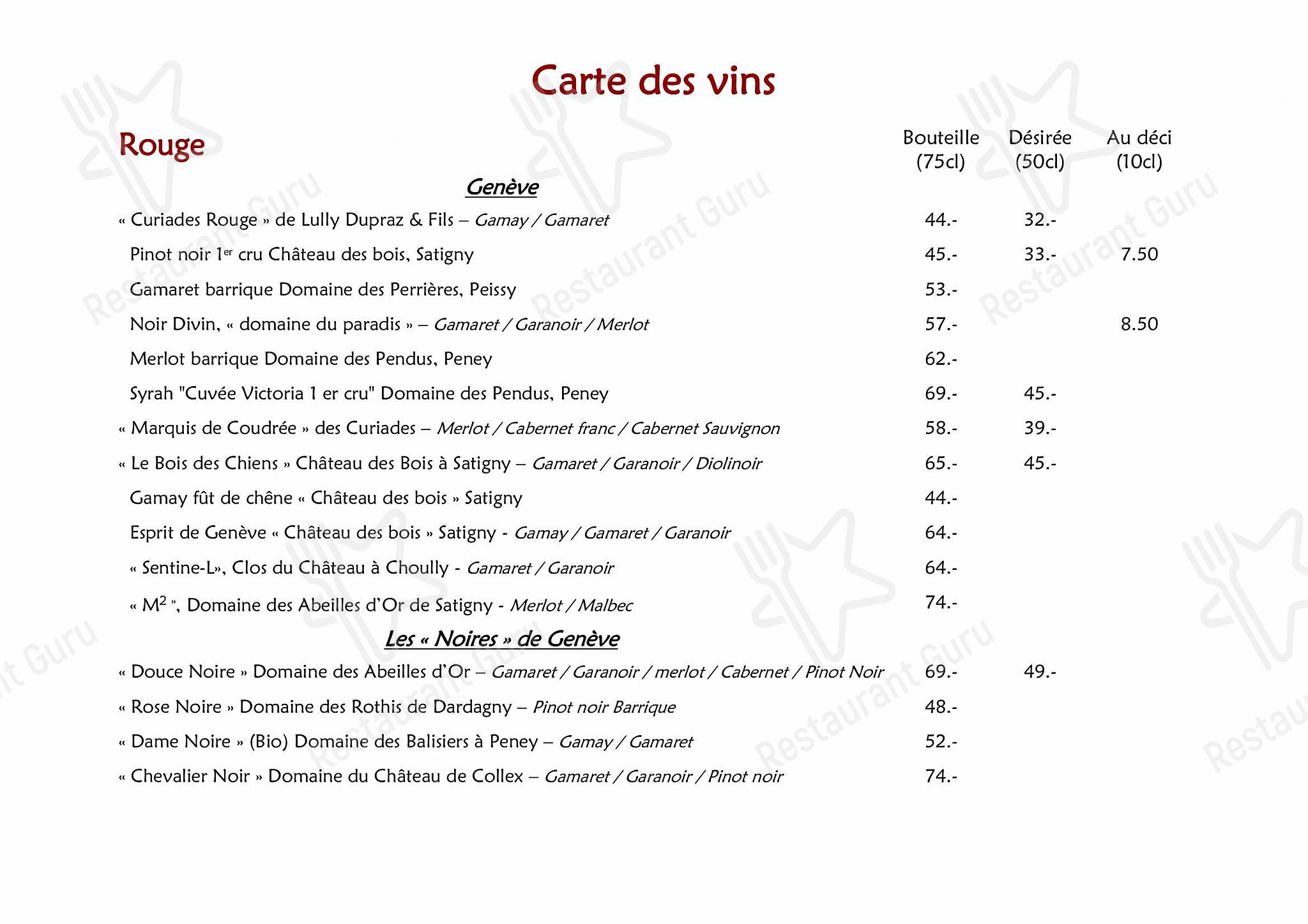 Auberge de la Mairie in Vernier - Breakfast Menu