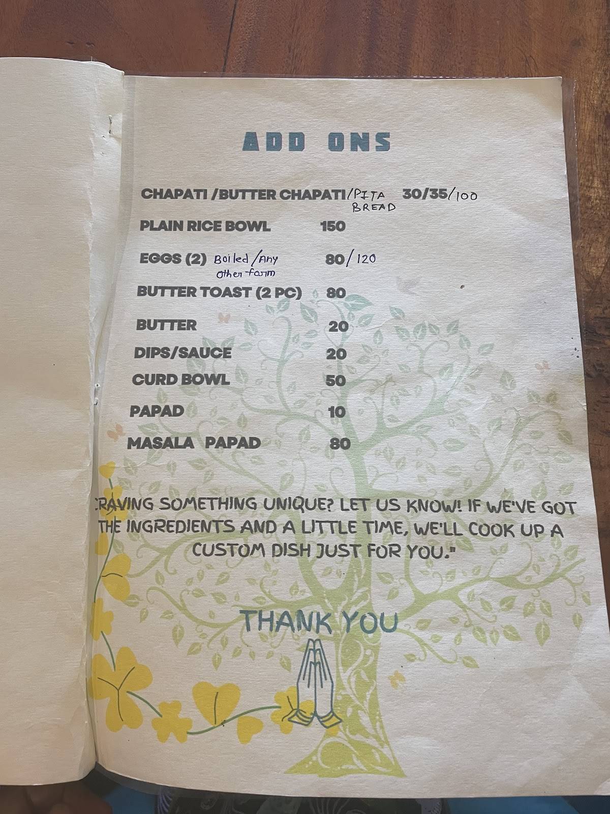 Aum Cafe Varkala menu