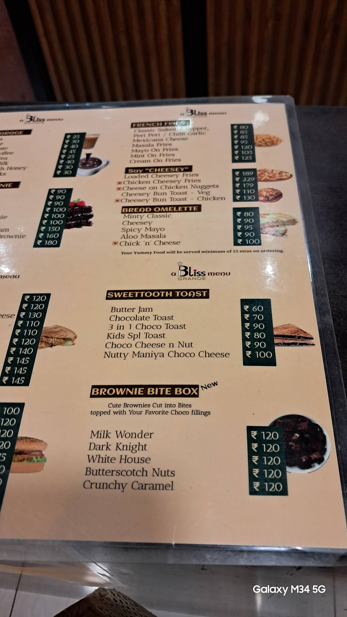 BLISS GRANDE menu