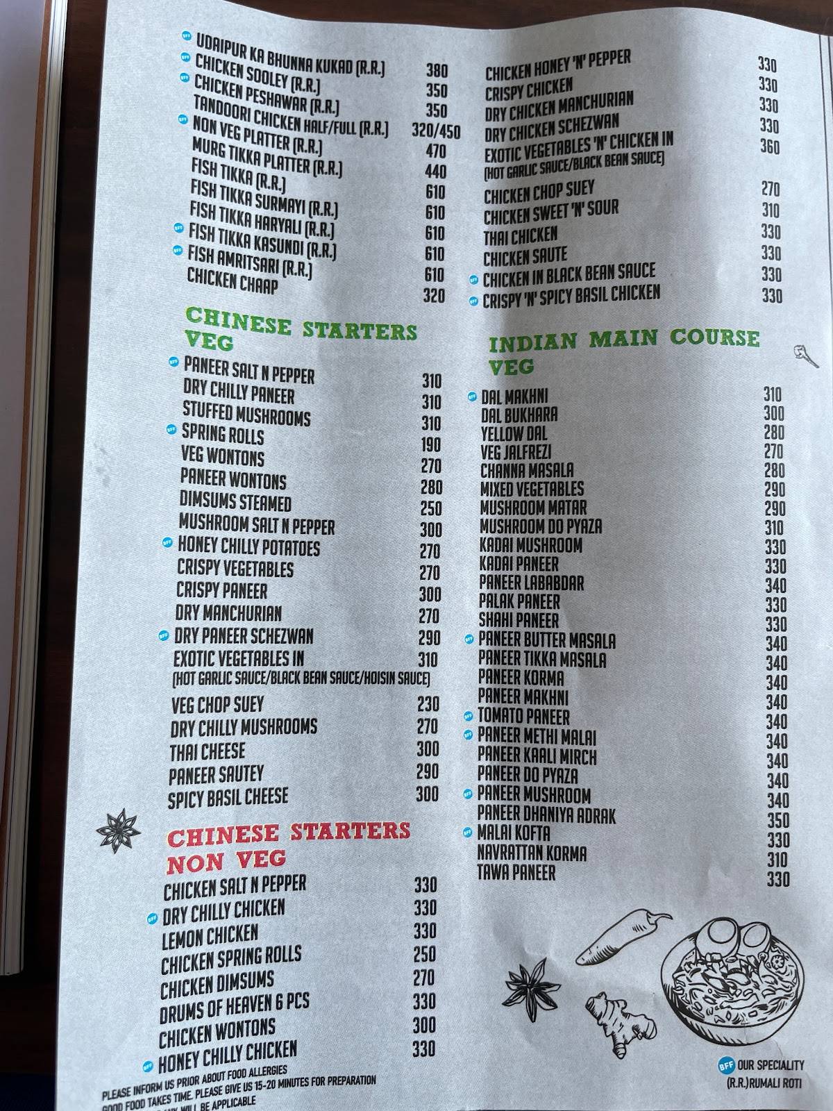 BON'S FOOD FACTORY menu