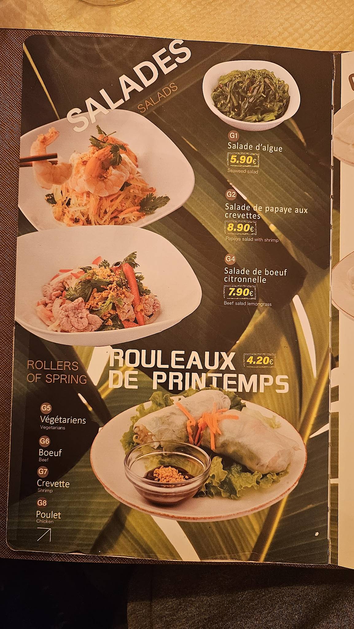 Menu de Bambou Bonheur