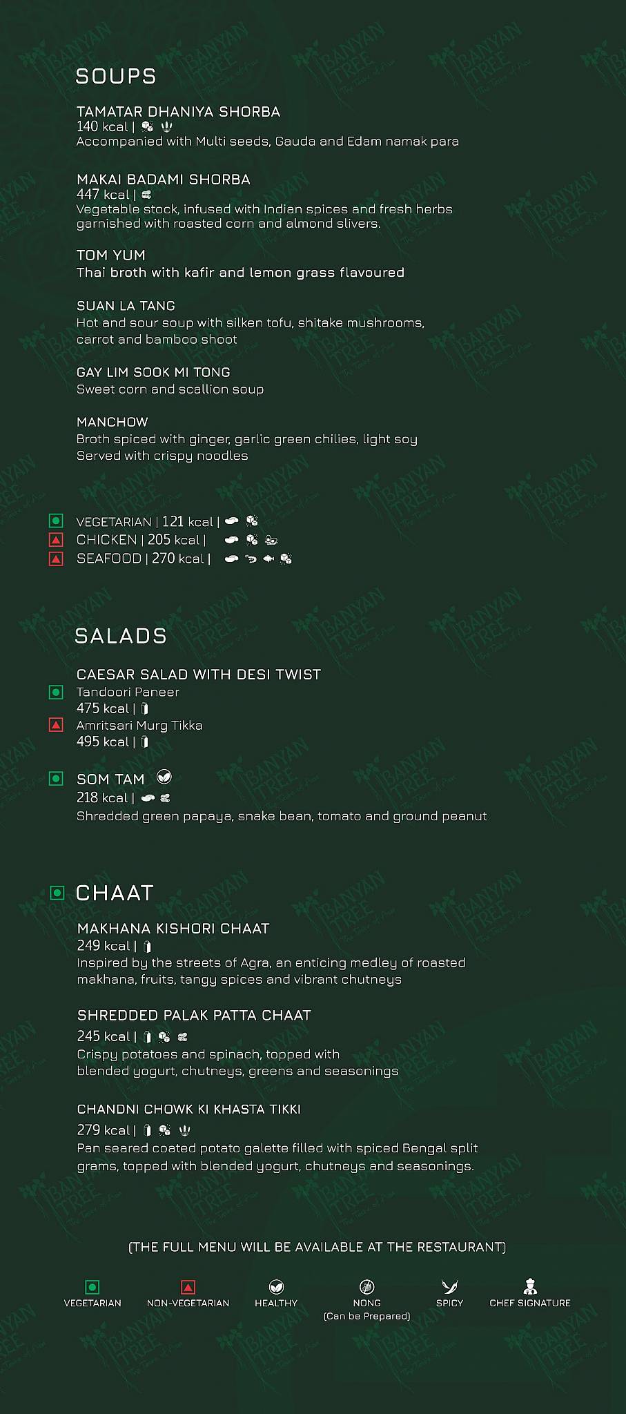 Banyan Tree - The Taste of Asia menu