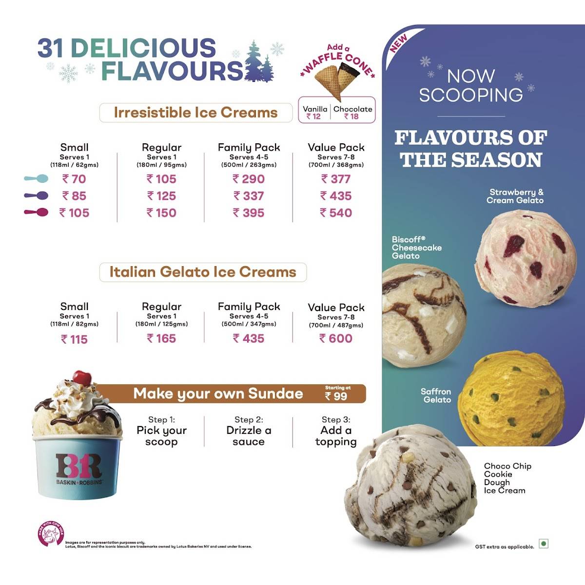 Baskin Robbins menu