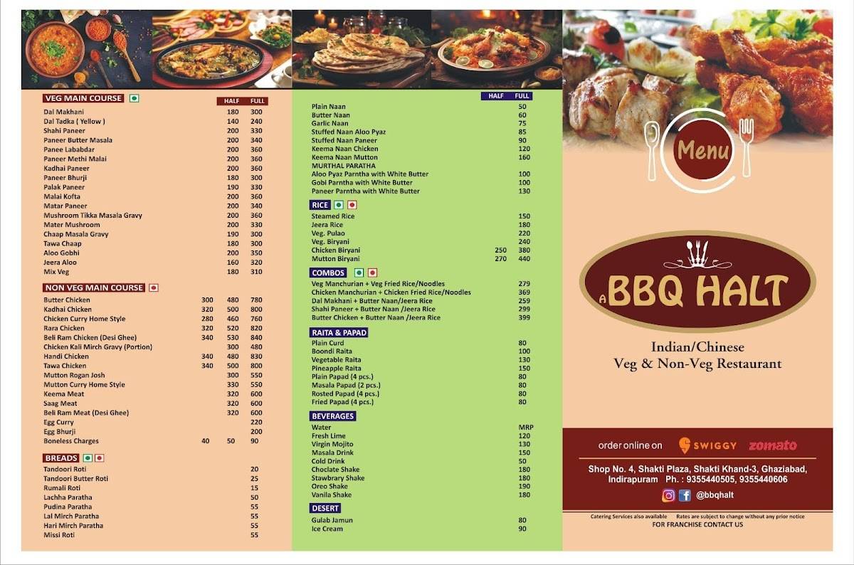 Bbq Halt menu