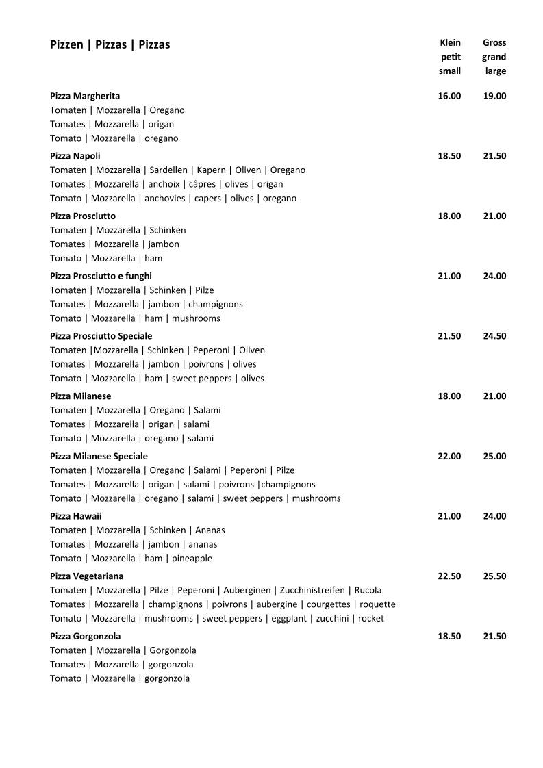 Menu di Restaurant Bettmerhof 