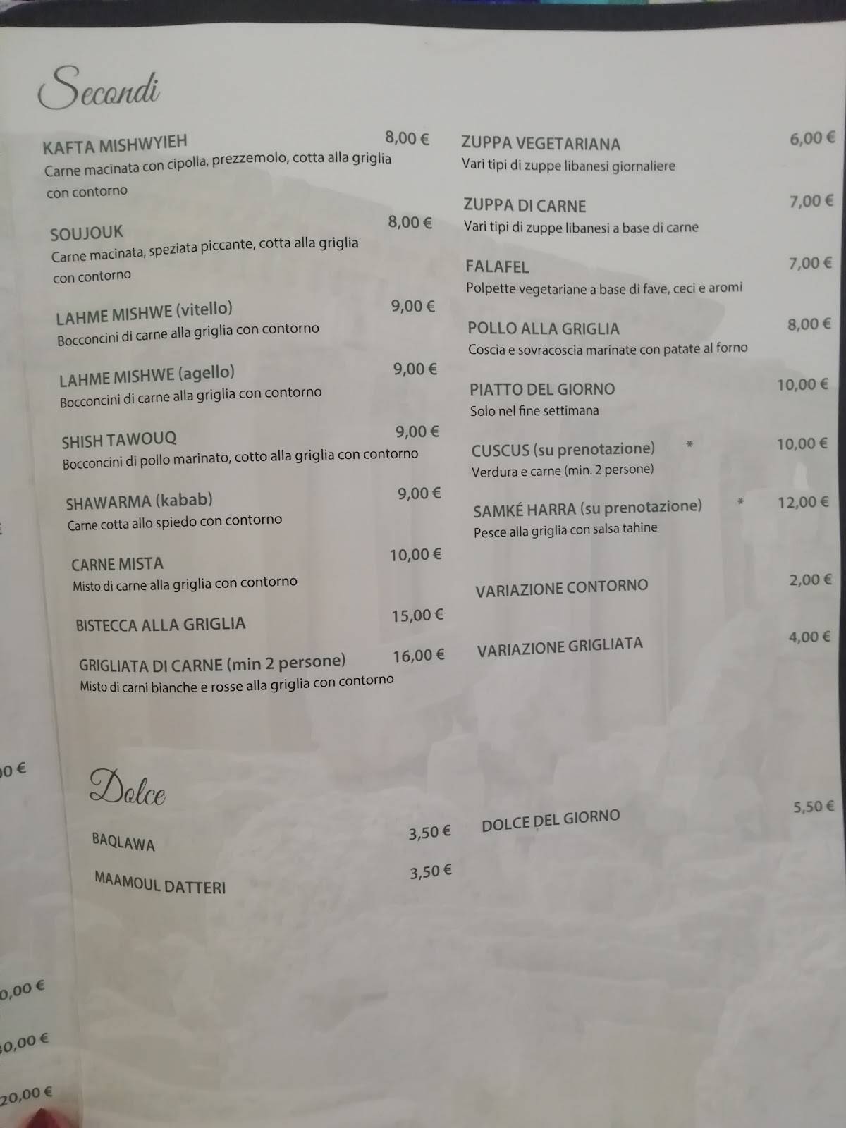 Menu di Biblos Caffè 