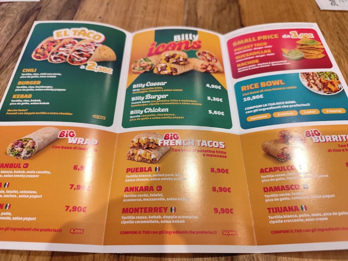 Menu di Billy Tacos - Vimercate 