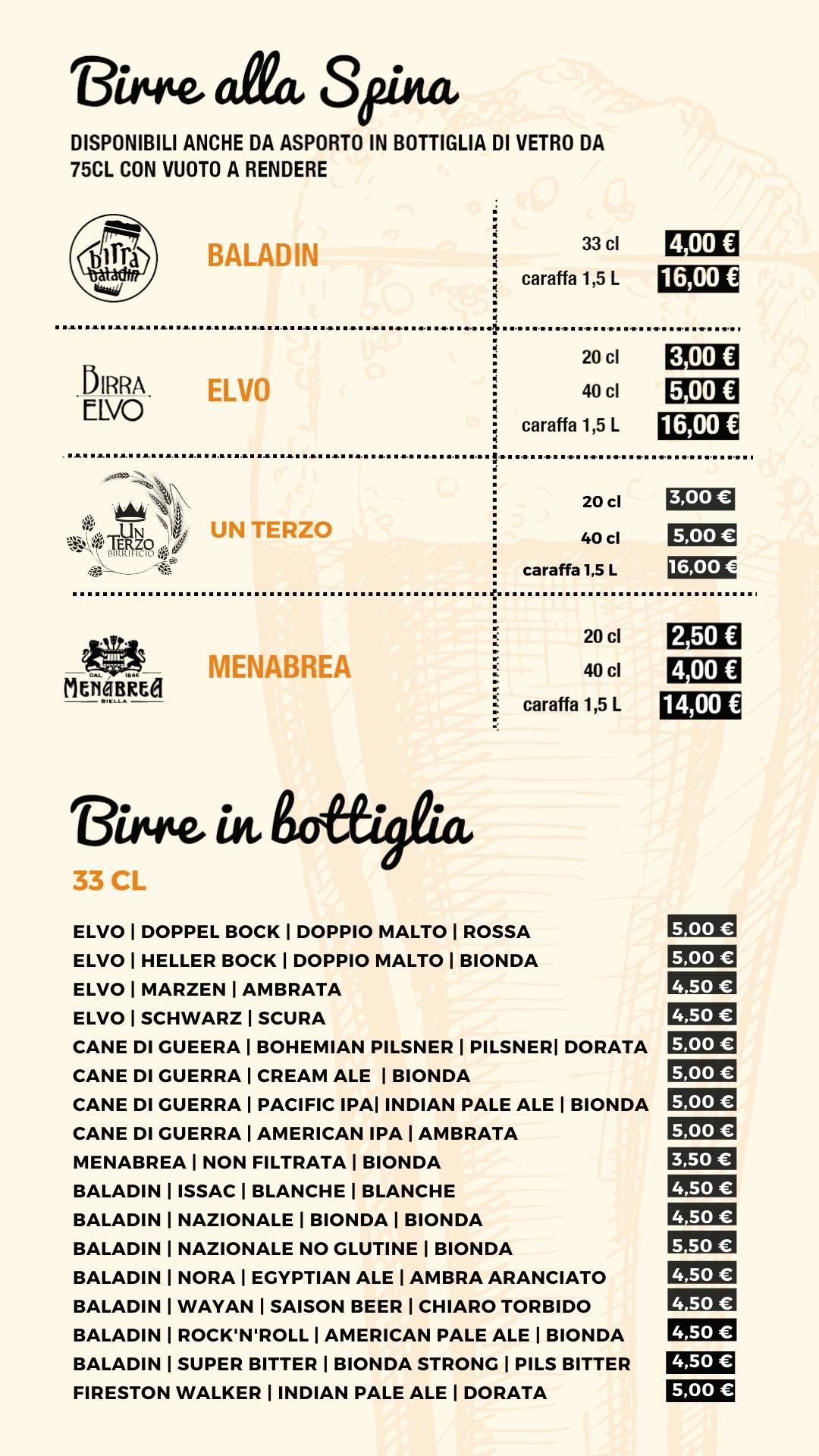 Menu di Binario Zero 