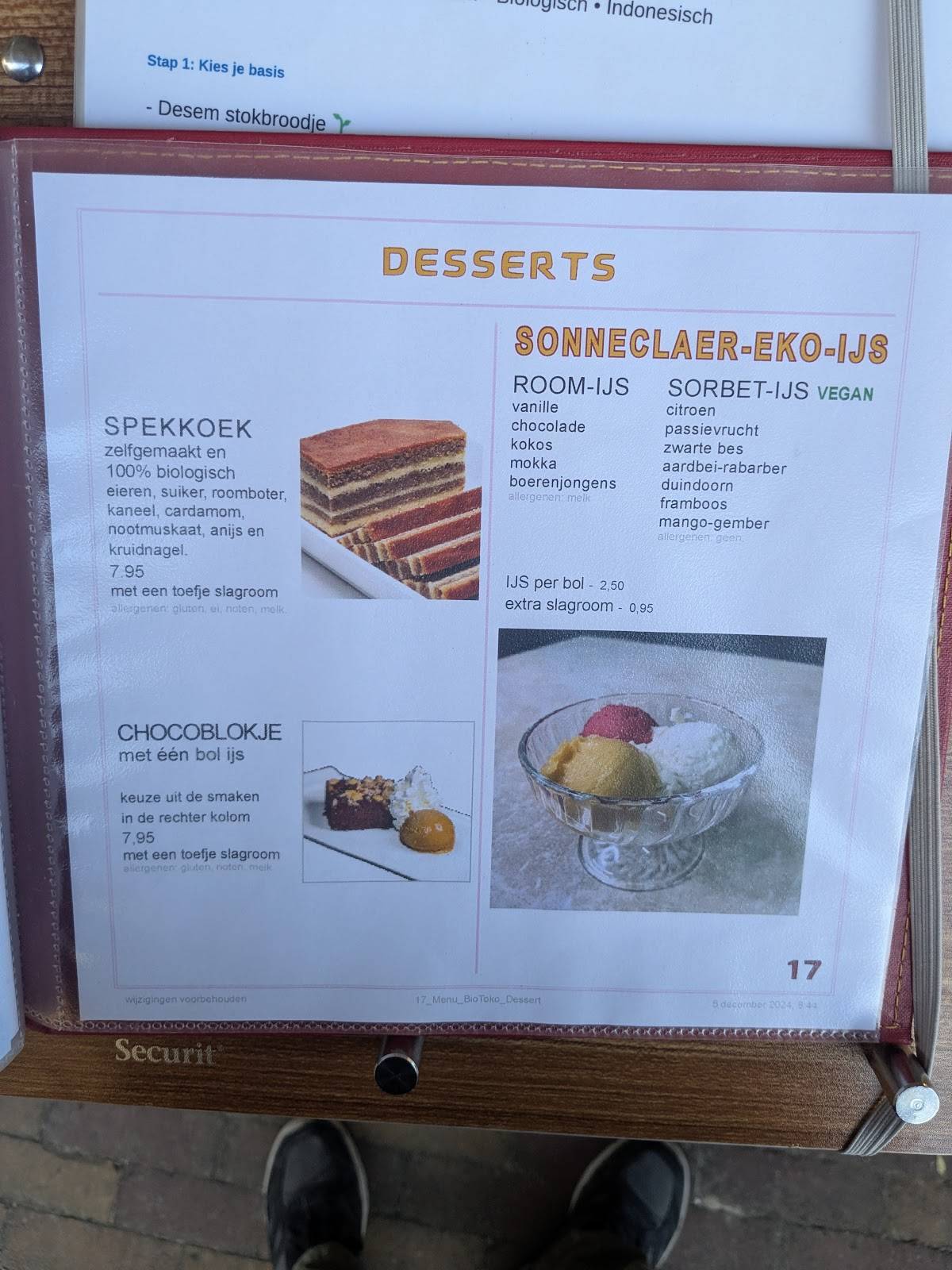 Menu de BioToko - Biologisch-Indonesisch Restaurant