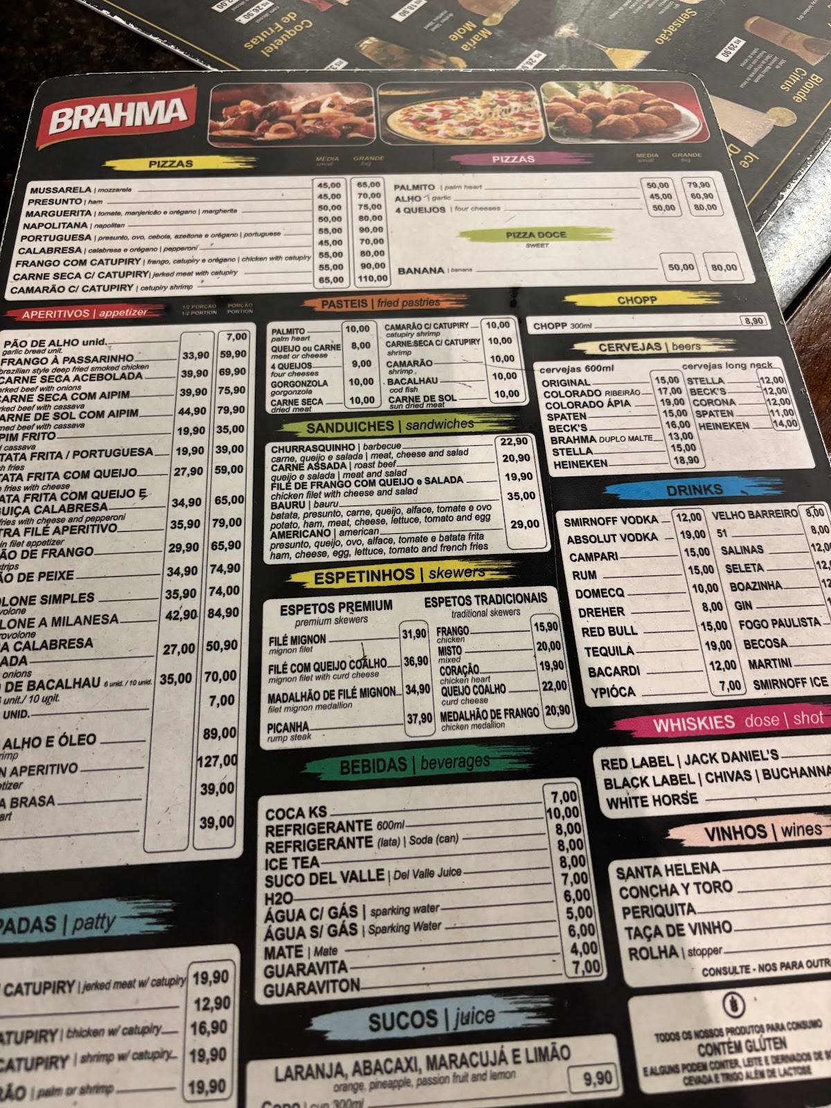 Brasinha de Ipanema Brazin Bar Restaurante Boteco Zona Sul cardápio