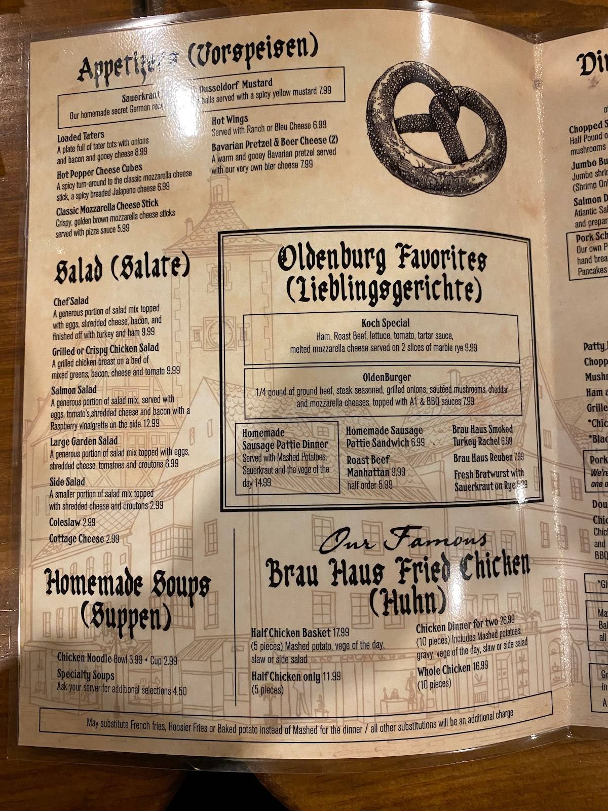 Menu At Brau Haus Restaurant Oldenburg