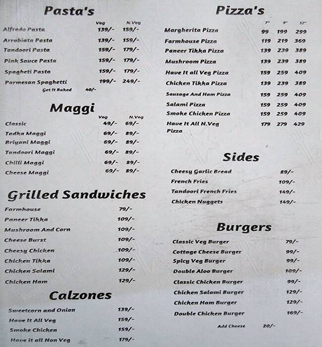 Breakfast In Bed menu