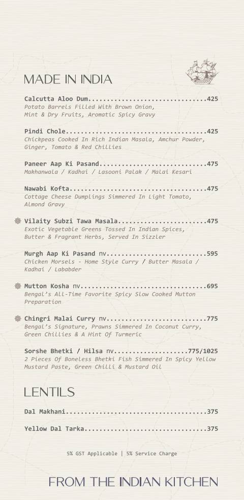 Bridge Bistro Bar menu